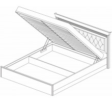 Кровать 1400/1600/1800 с подъемным механизмом Неаполь  Ясень анкор светлый (патина "серебро") экокожа polo белая